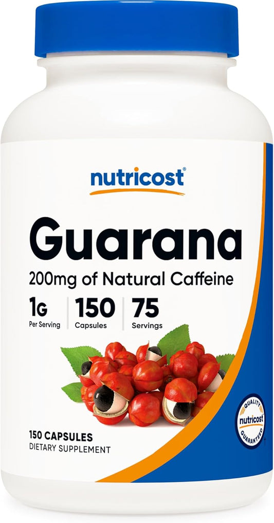 150 Vegetarian Capsules of Nutricost Guarana 1000mg - Herbal Brazilian Caffeine Energizer Supplement
