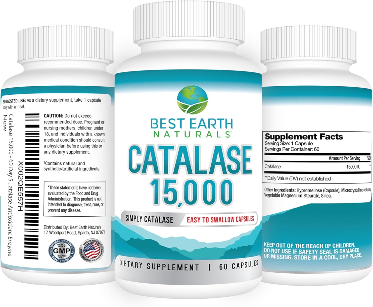 15,000 Catalase Supplement for Hair Strength - Natural Hair Supplements - 60 Capsules (2 Month Supply)