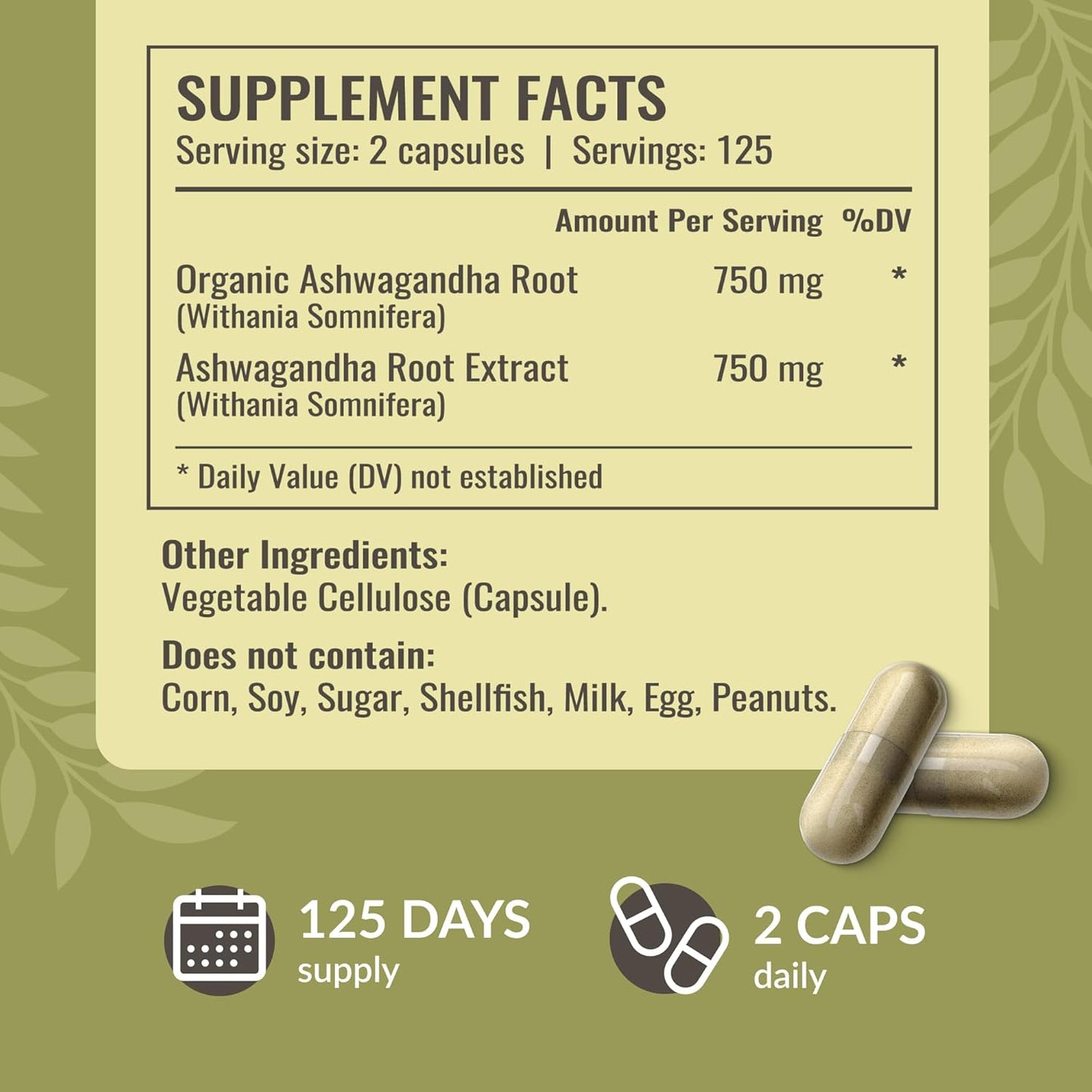 1500mg Ashwagandha Root Capsules & Turmeric Ginger Tincture Bundle - Vegan, Non-GMO - 2 Pack