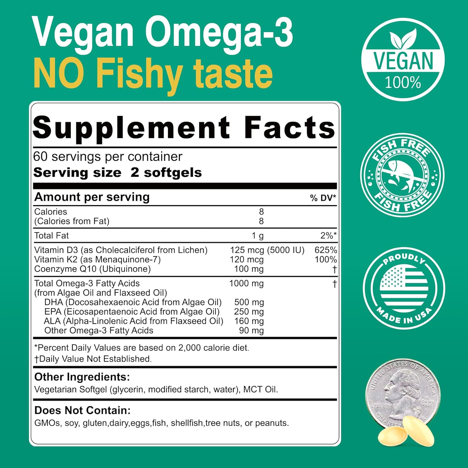 1500mg Berberine Supplement & 1000mg Vegan Omega 3 Supplement by Nextdia