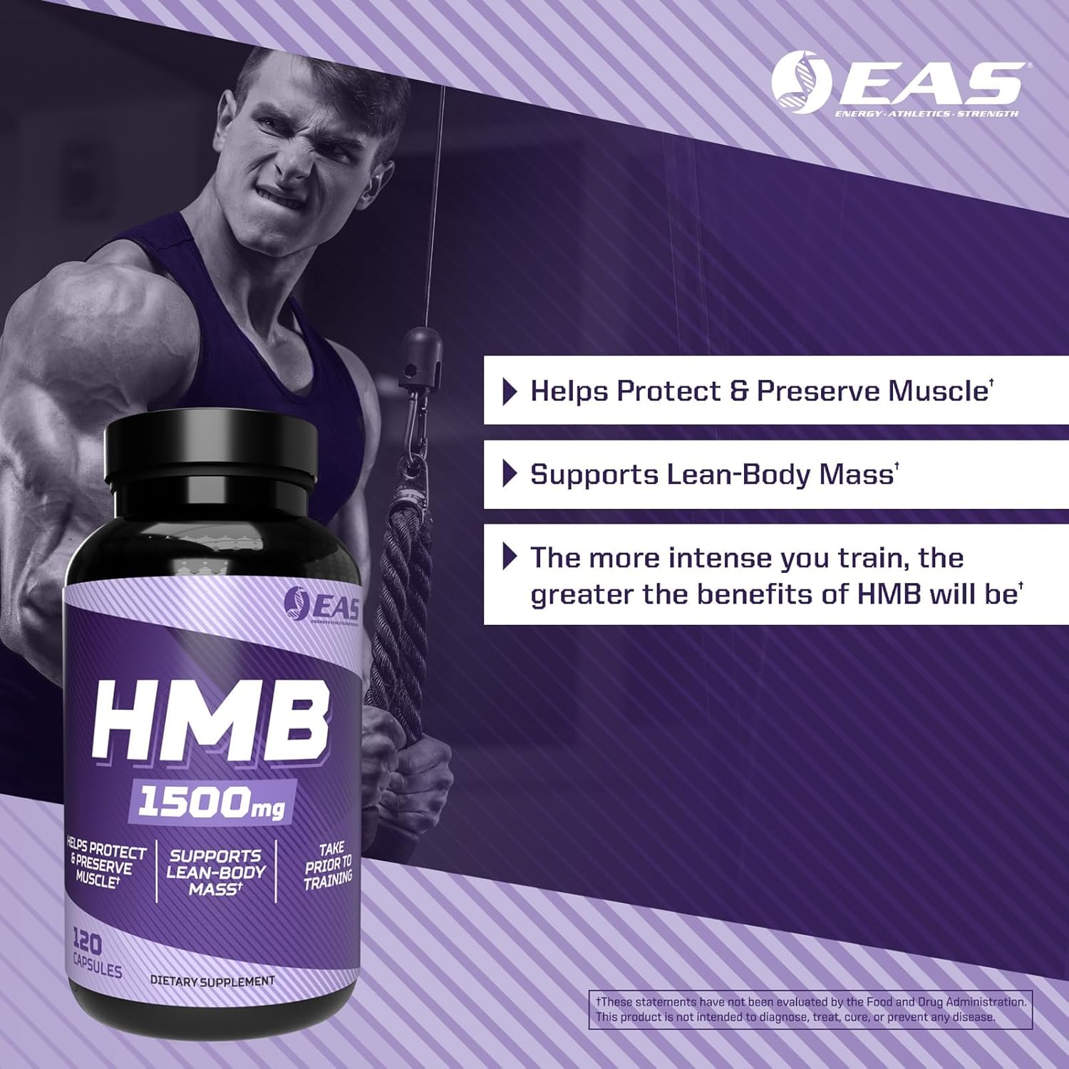 1500mg EAS HMB Capsules for Lean Muscle Support & Recovery - 120 Count