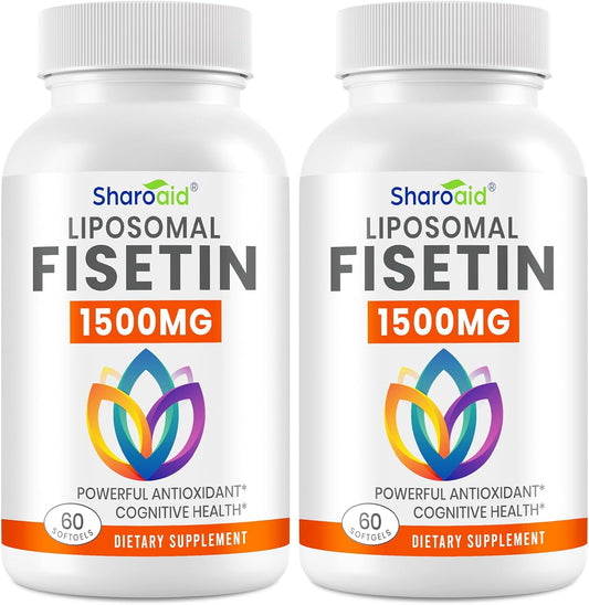 1500mg Fisetin Supplements with Liposomal Delivery - High Absorption & Pure Antioxidant for Healthy Aging - Non-GMO Softgels - 2 Bottles, 120 Count