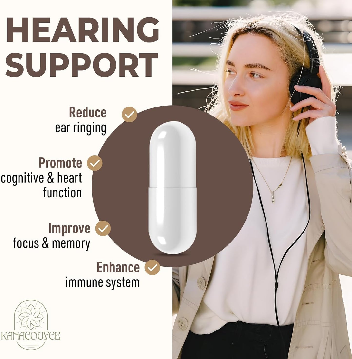 1500MG Kanacoufce Tinnitus Supplement for Ringing Ears - 120 Capsules