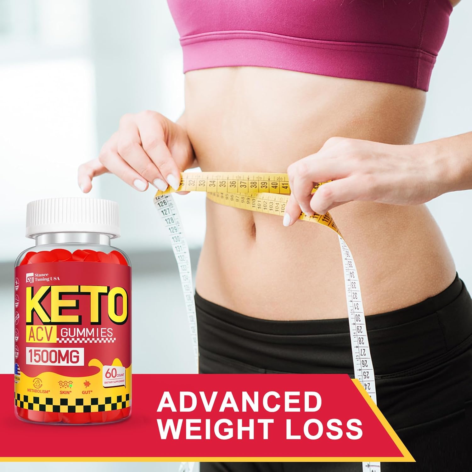 1500MG Keto ACV Gummies with Probiotics for Gut Digestion - Vegan & Non-GMO Apple Cider Vinegar Gummies for Men and Women