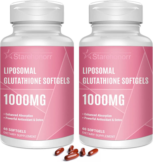 1500MG Liposomal Glutathione Softgels with Vitamin C - Non-GMO Antioxidant for Healthy Aging, Detox, Immune Health - 120 Softgels