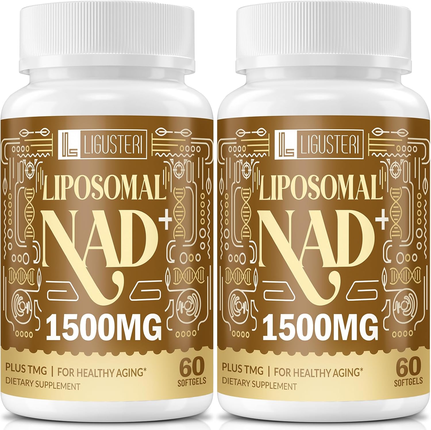 1500MG Liposomal NAD+ Supplement with TMG for Anti-Aging Defense - 120 Softgels