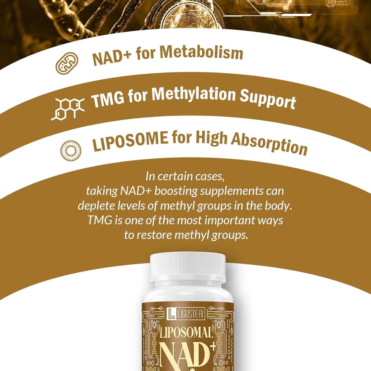 1500MG Liposomal NAD+ Supplement with TMG for Anti-Aging Defense - 120 Softgels
