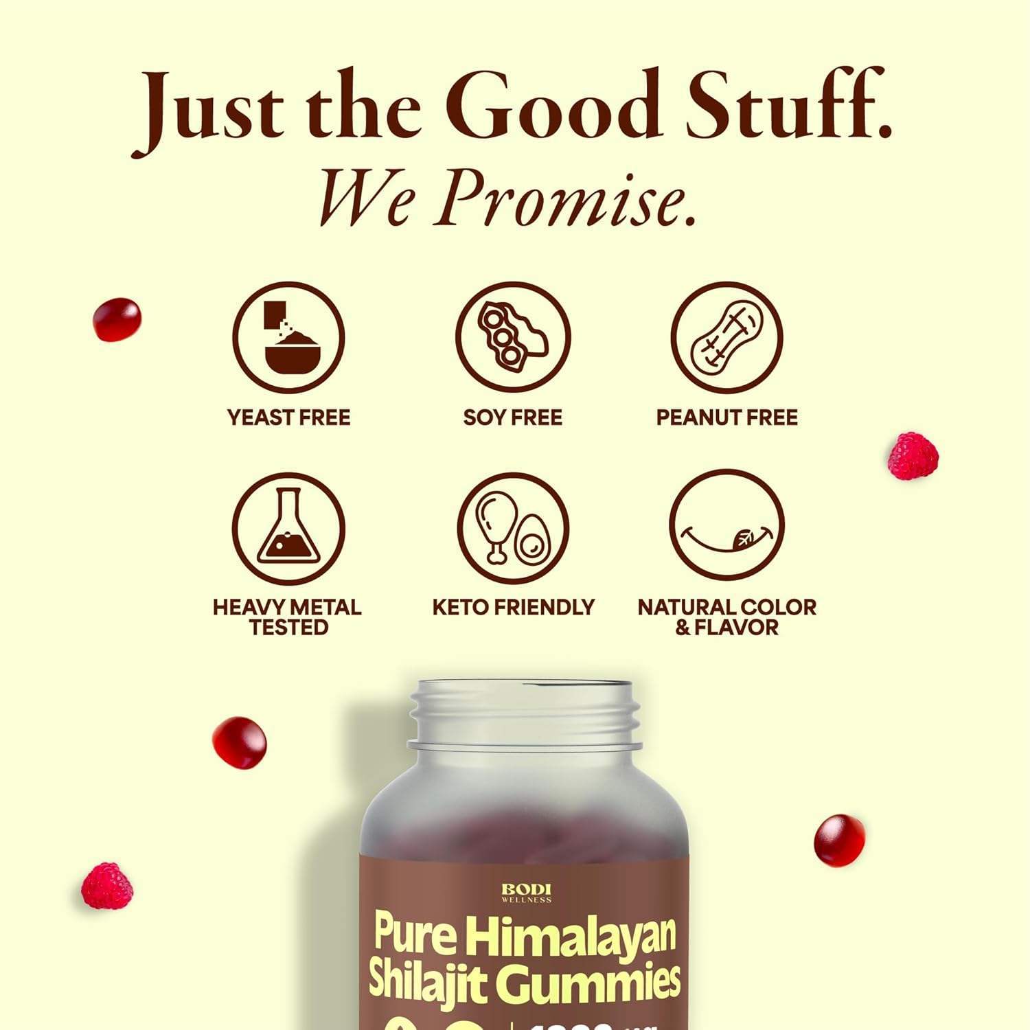1500mg Pure Himalayan Shilajit Gummies - 90 Vegan Sugar-Free Gummies with 85+ Trace Minerals & Fulvic Acid - Non-GMO Supplement for Men & Women by Bodi Wellness
