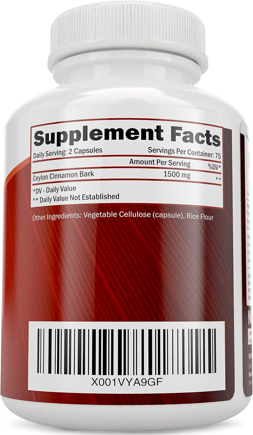 1500mg Purely Holistic Ceylon Cinnamon Capsules - 150 Vegan Capsules - 75 Day Supply - Sri Lankan Cinnamon Supplement
