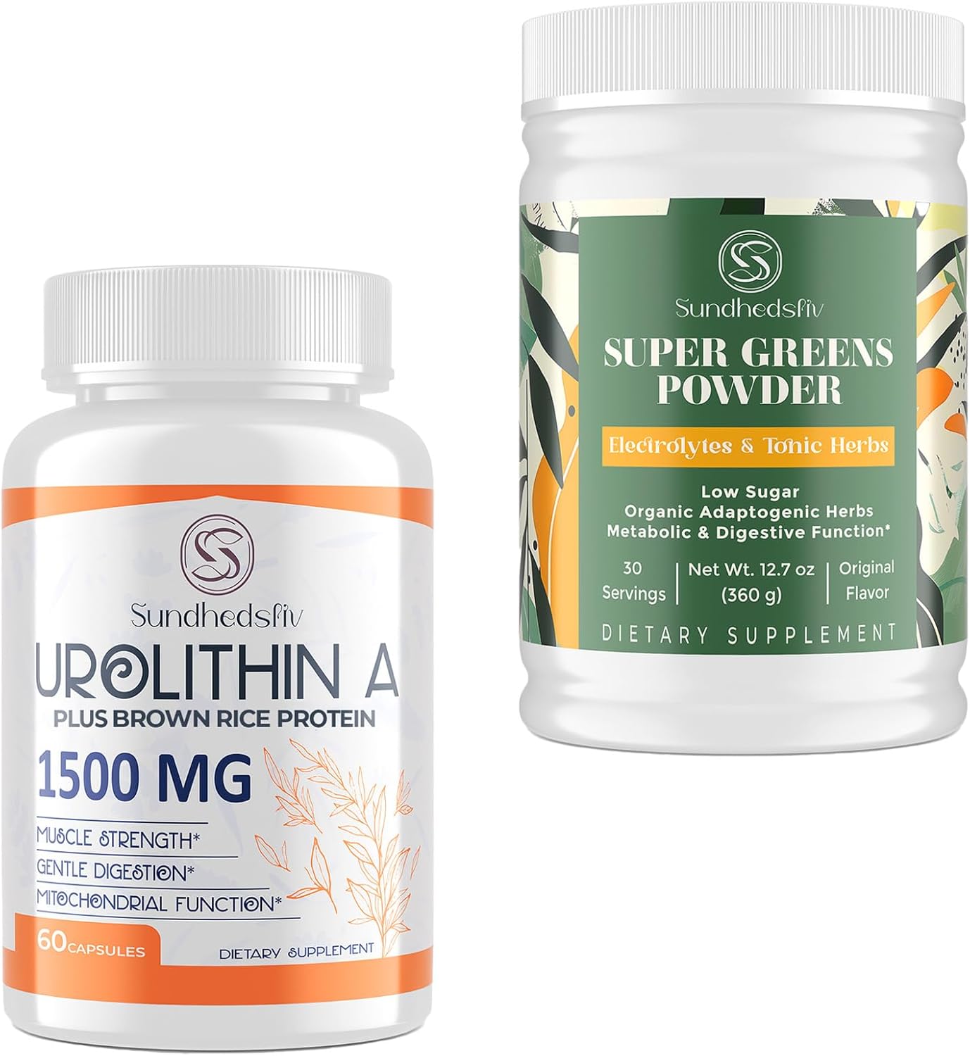 1500MG Urolithin A Supplement with Brown Rice Protein, Super Greens Powder, Electrolytes & Tonic Herbs