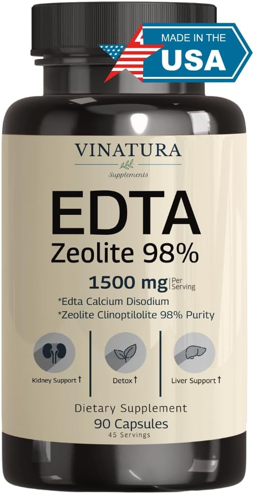 1500mg USA Made EDTA Capsules - Liver Support with Edta Calcium Disodium & Kale Extract - 90 Capsules
