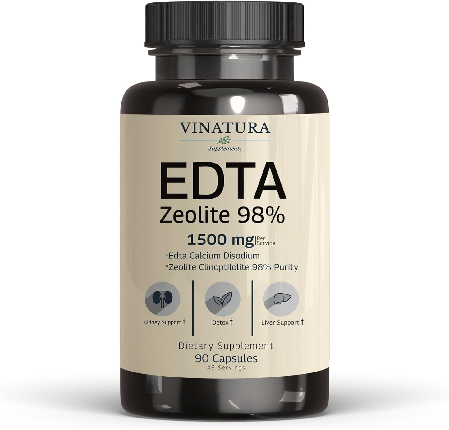 1500mg USA Made EDTA Capsules - Liver Support with Edta Calcium Disodium & Kale Extract - 90 Capsules