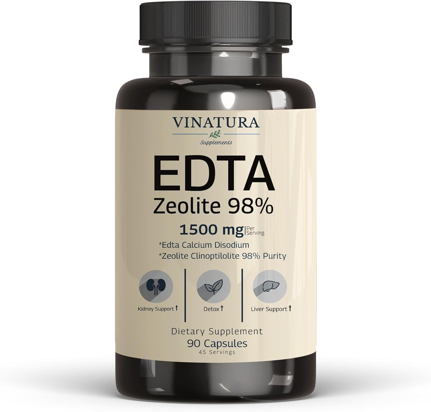 1500mg USA Made EDTA Capsules - Liver Support with Edta Calcium Disodium & Kale Extract - 90 Capsules