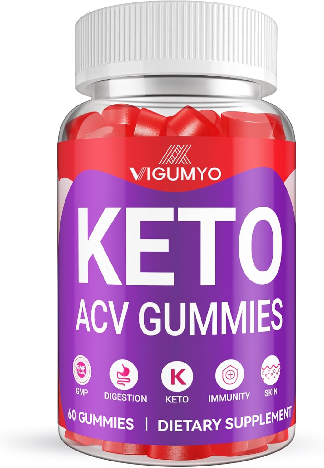 1500mg VIGUMYO Keto Apple Cider Vinegar Gummies with B12 for Immune Support, Energy, and Digestive Health - Vegan & Gluten-Free