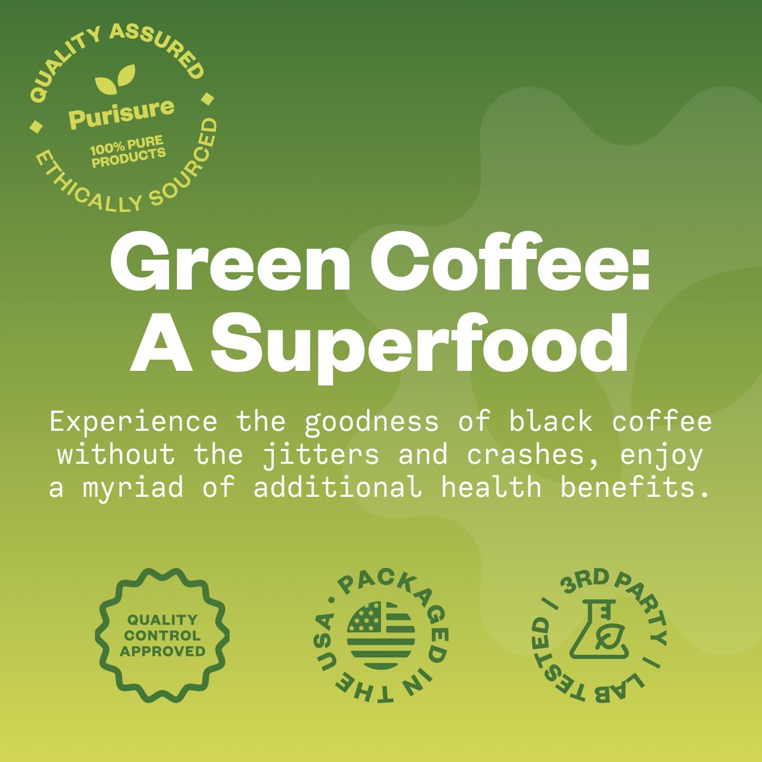 150g Purisure Green Coffee Bean Extract with Chlorogenic Acid - Natural Body Detox & Appetite Suppressant for Energy - 750 Servings for Women & Men