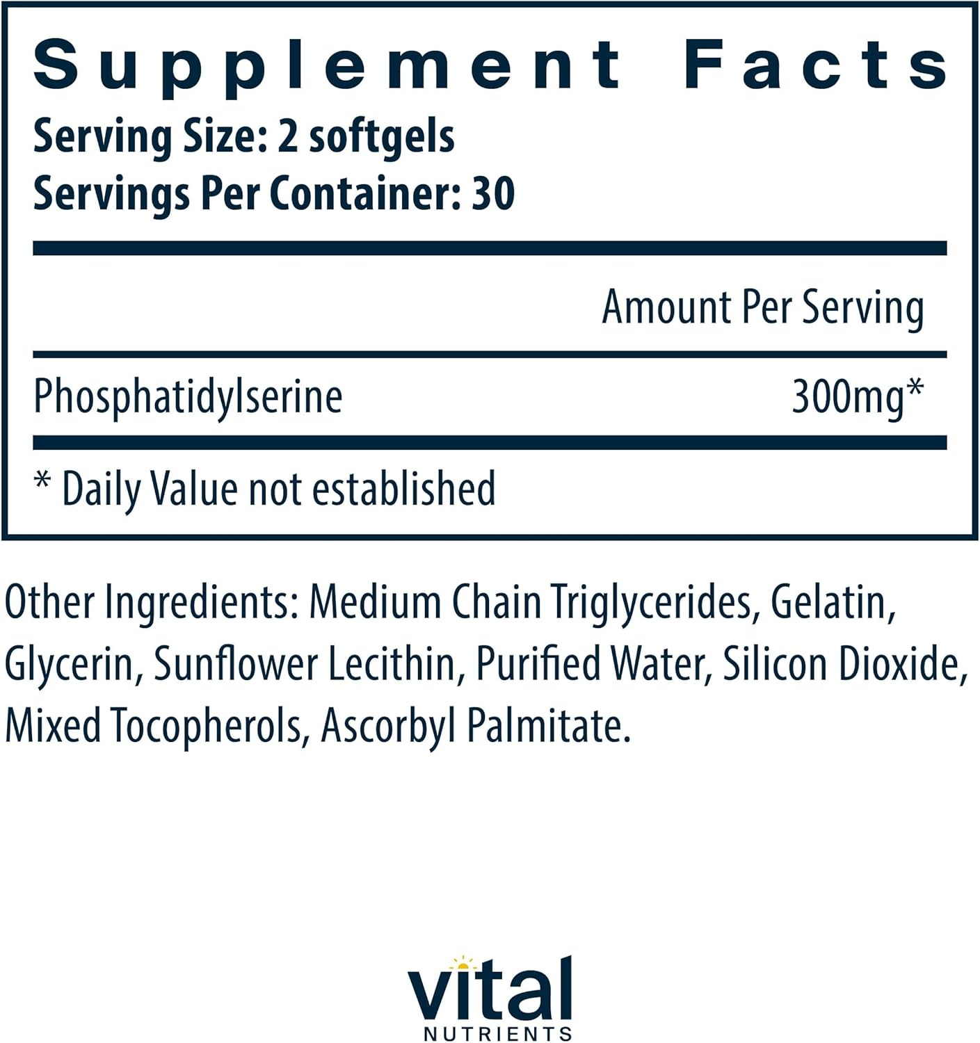 150mg Phosphatidylserine Softgels for Memory, Focus, Attention Support - Non-GMO, Gluten-Free Nootropic Supplement (60 Count)