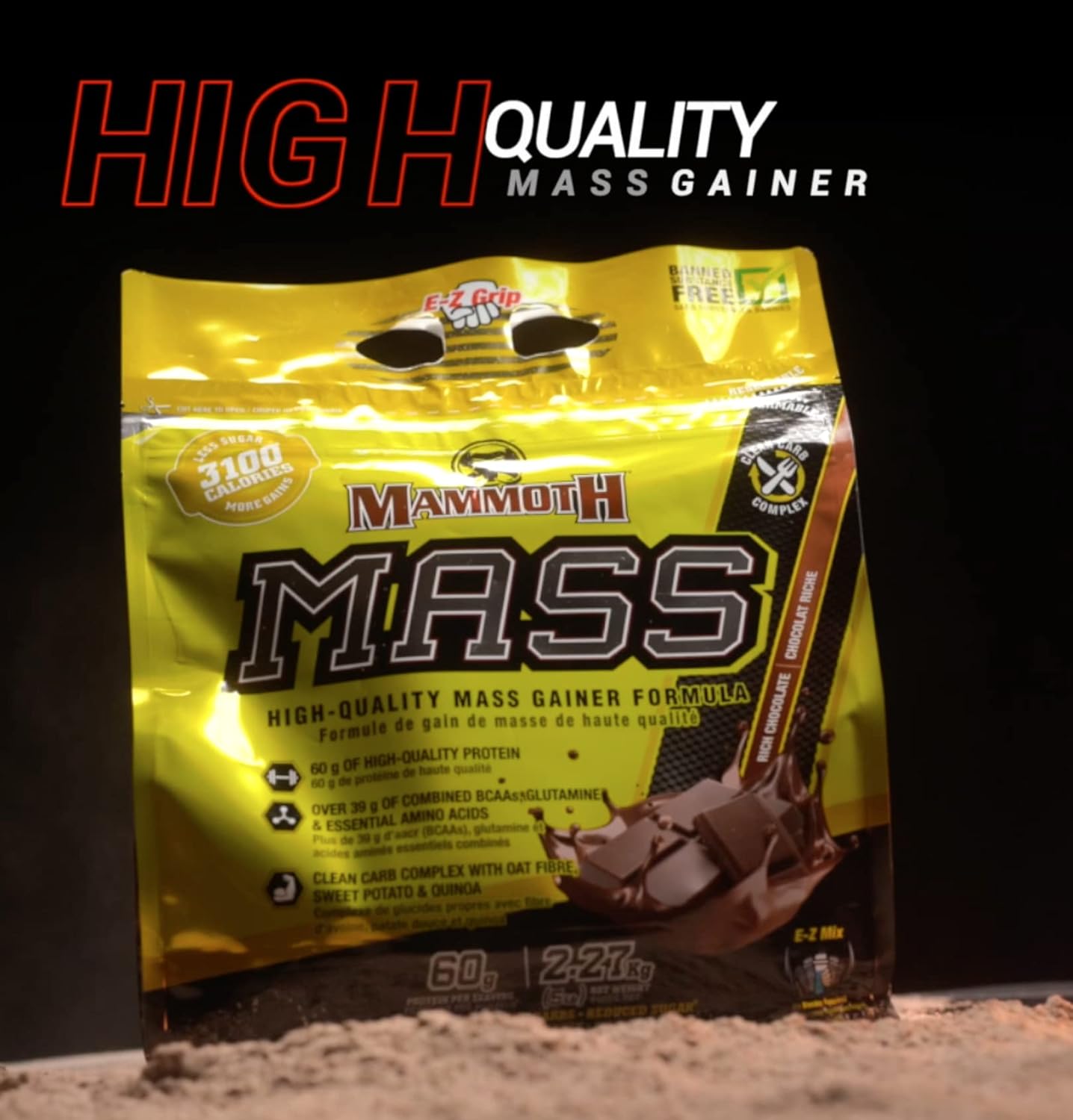 15lb Mammoth Mass Chocolate Protein Powder for Muscle Growth and Recovery