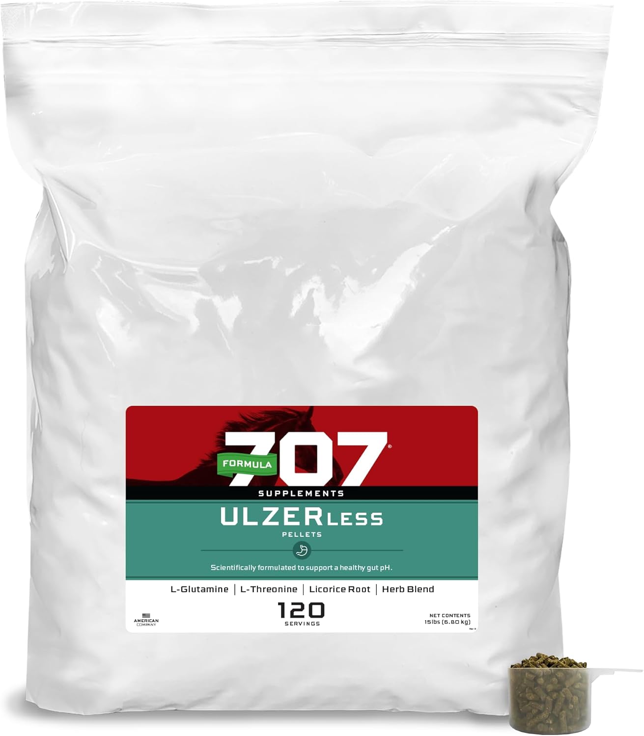 15lb Refill Bag of Formula 707 ULZERless Equine Supplement - Natural Support for Horses Prone to Ulcers
