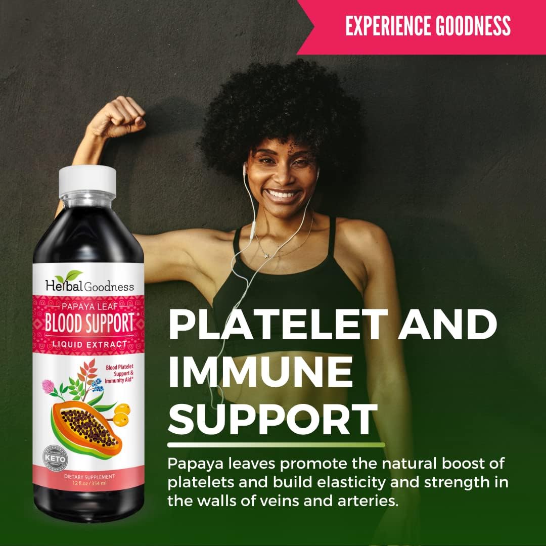 15X Strength Papaya Leaf Extract Liquid for Healthy Platelets, Blood Cleanse, and Digestion - 12 Bottles - Herbal Goodness USA