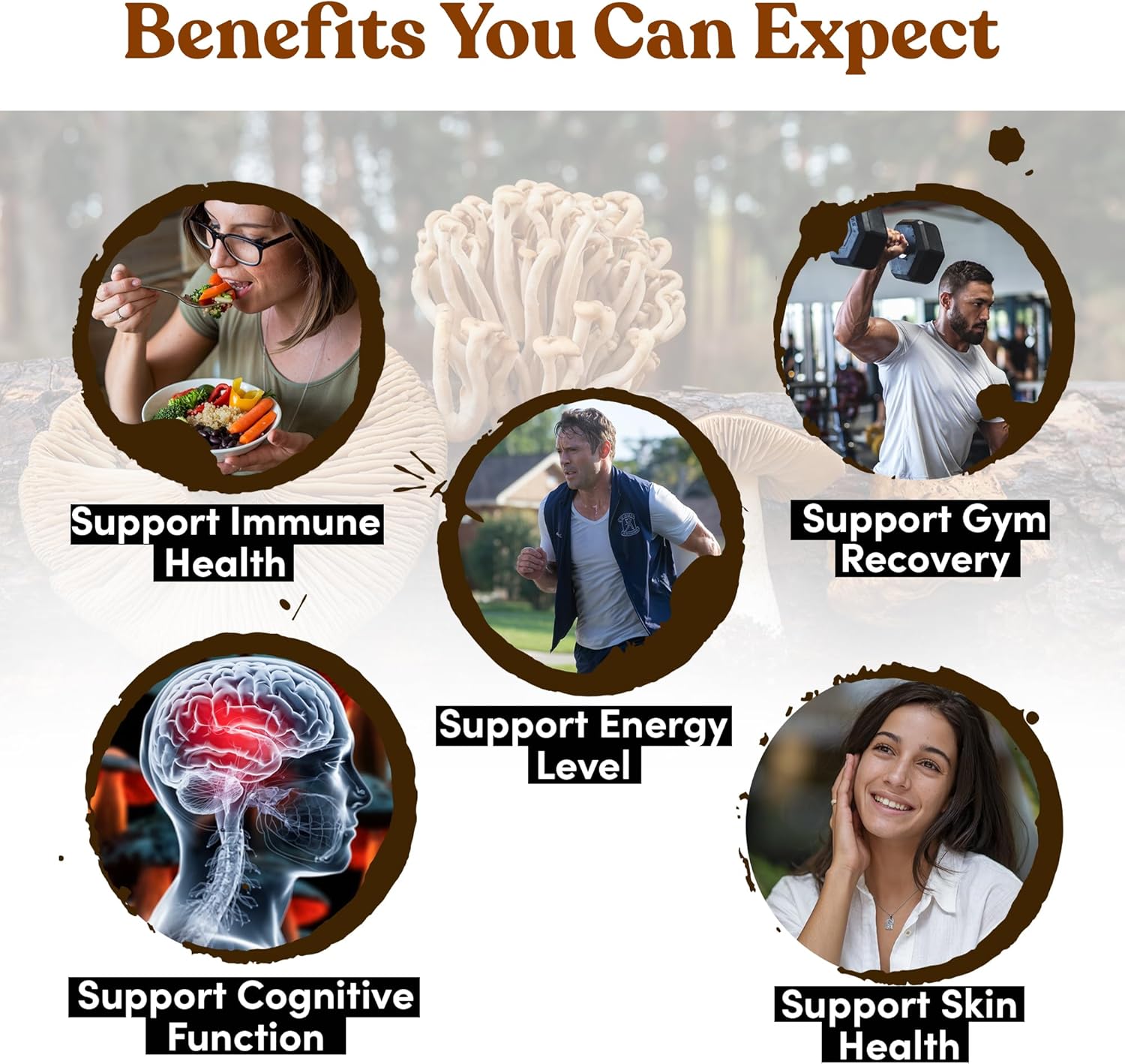 16 Blend Mushroom Supplement Gummies for Adults with Chaga, Lions Mane, Reishi, Cordyceps - Supports Focus & Clarity, Mixed Berry Flavor - Nutrient-Rich Mushroom Gummies for Microdosing