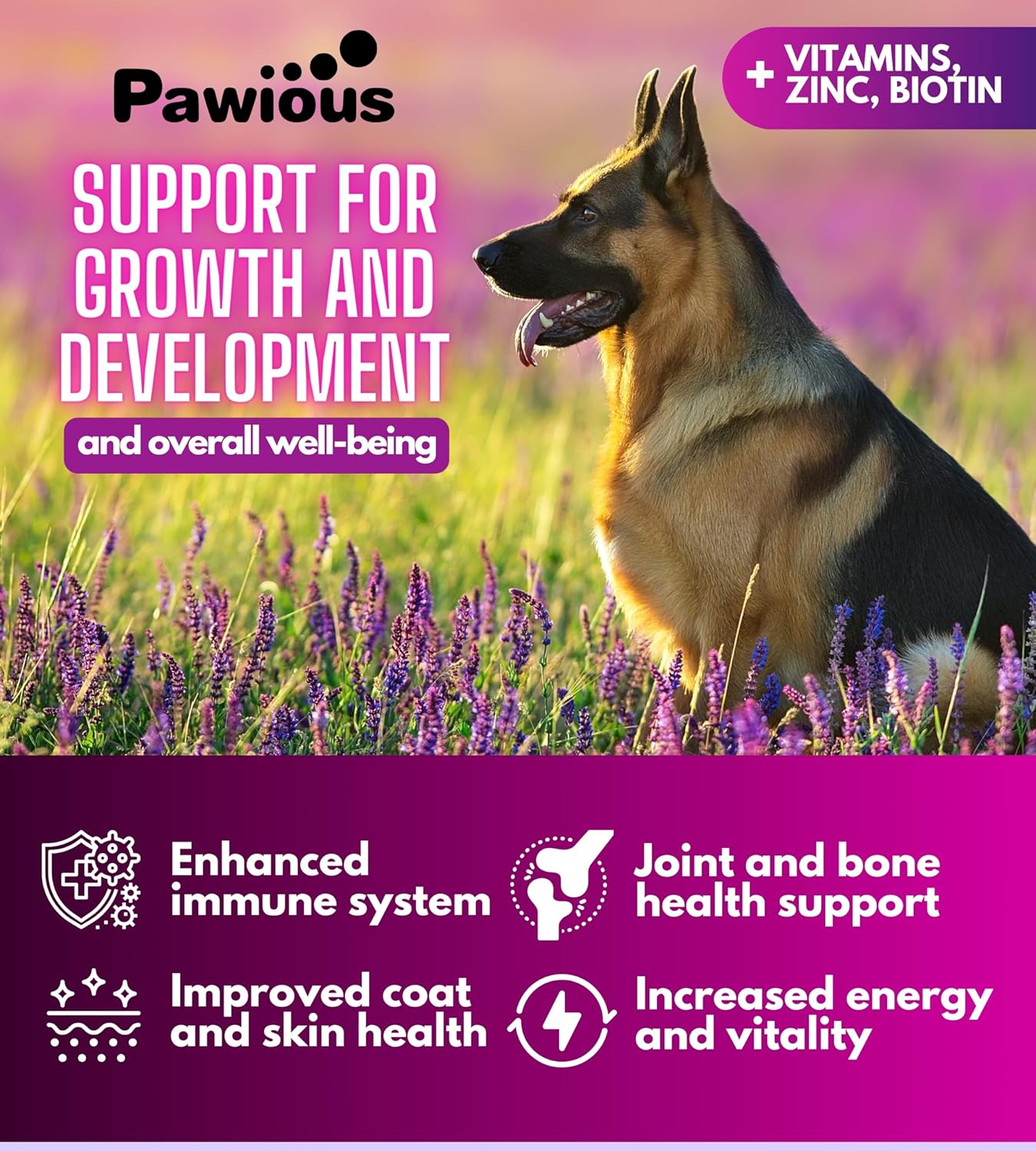 16-in-1 Dog Multivitamin Chewable with Glucosamine for Hip & Joint Support, Immunity, Mobility, Gut, Skin, Heart & Coat