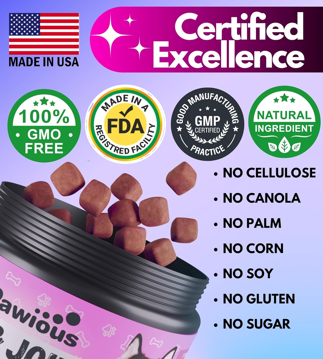 16-in-1 Dog Multivitamin Chewable with Glucosamine for Hip & Joint Support, Immunity, Mobility, Gut, Skin, Heart & Coat