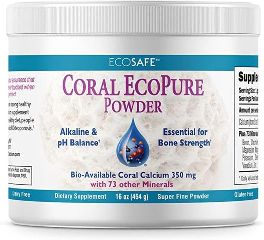 16 Ounce Coral White Coral Ecopure Powder, Natural Coral Calcium Supplement with Minerals
