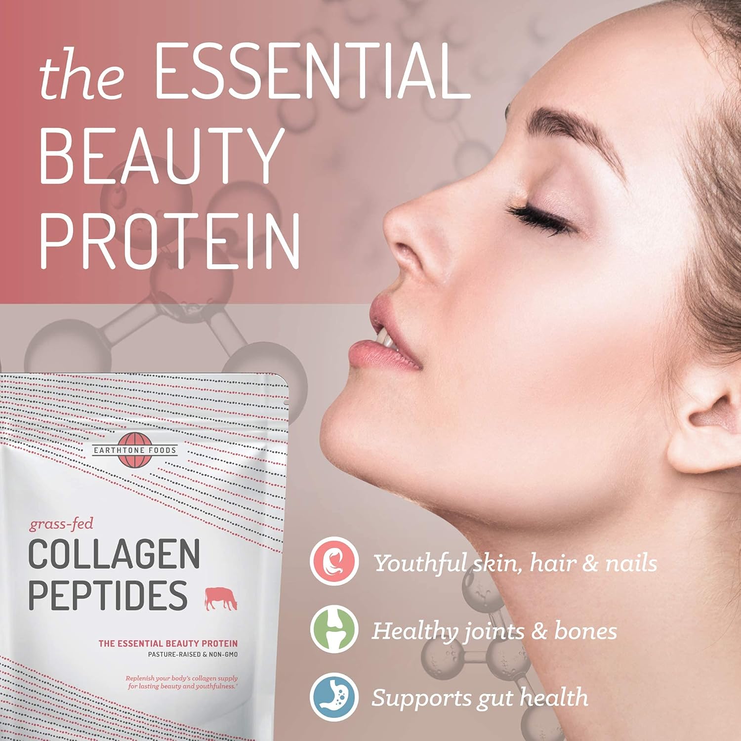 16 oz EARTHTONE Collagen Peptides Powder - Paleo-Friendly Grass-Fed Protein