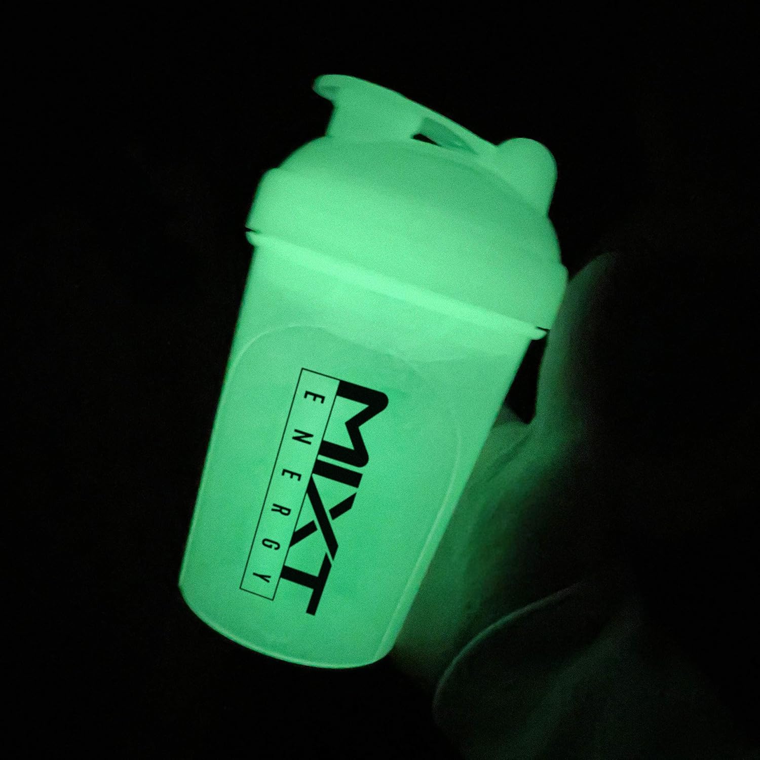 16 oz Glow in the Dark Shaker Bottle with Lid Mixing Technology - BPA Free by MIXT Energy