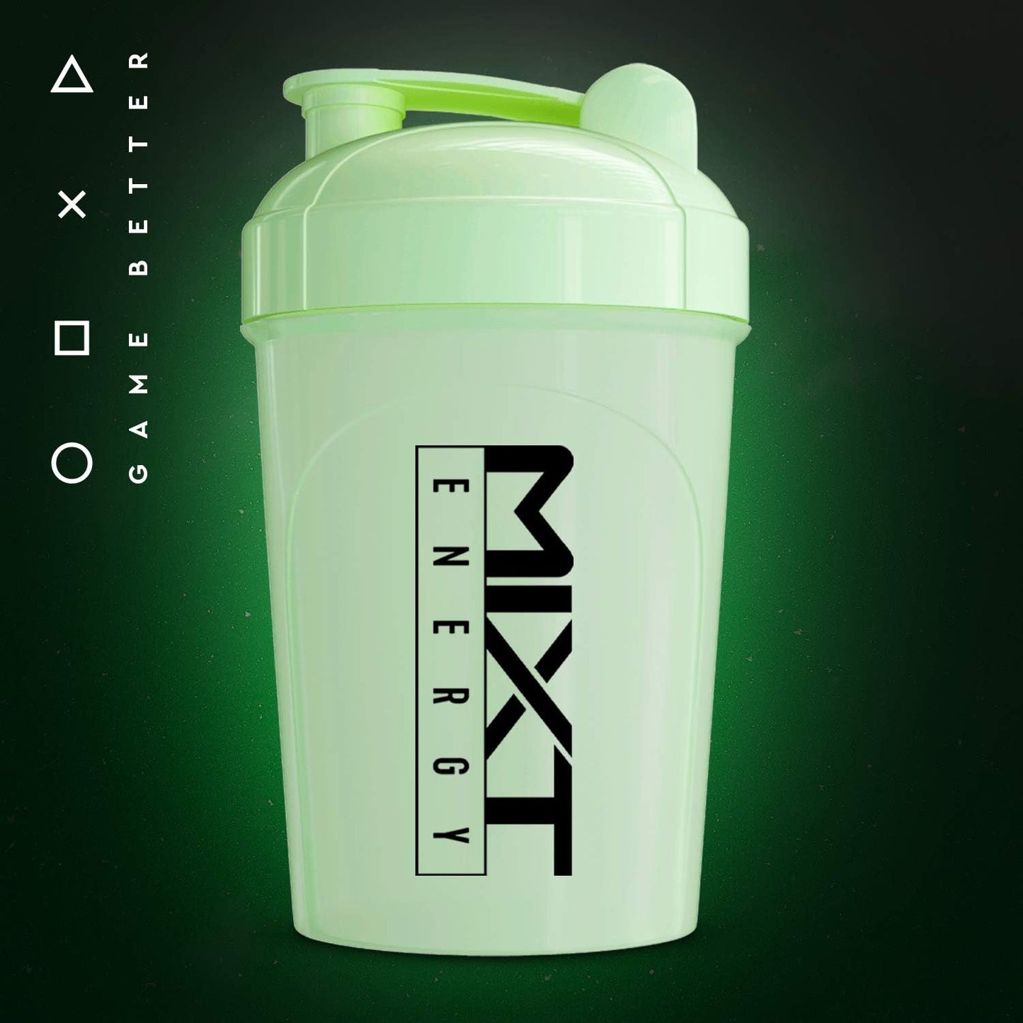 16 oz Glow in the Dark Shaker Bottle with Lid Mixing Technology - BPA Free by MIXT Energy
