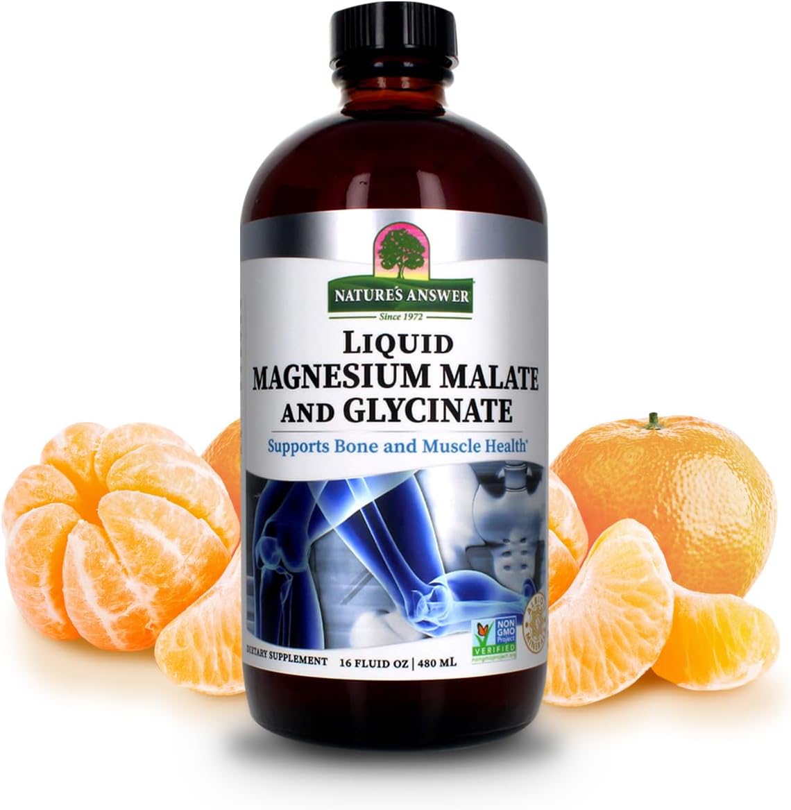 16 Oz Magnesium Glycinate & Malate Liquid Concentrate - Vegan & Gluten-Free Formula for Bone, Muscle, and Cardiovascular Support - All-Natural Magnesium Supplement