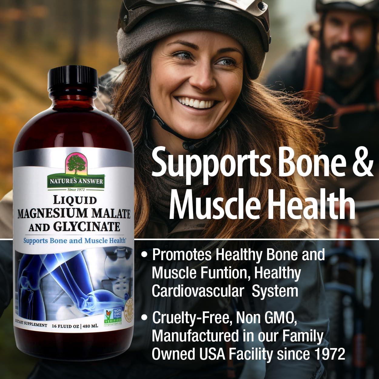 16 Oz Magnesium Glycinate & Malate Liquid Concentrate - Vegan & Gluten-Free Formula for Bone, Muscle, and Cardiovascular Support - All-Natural Magnesium Supplement