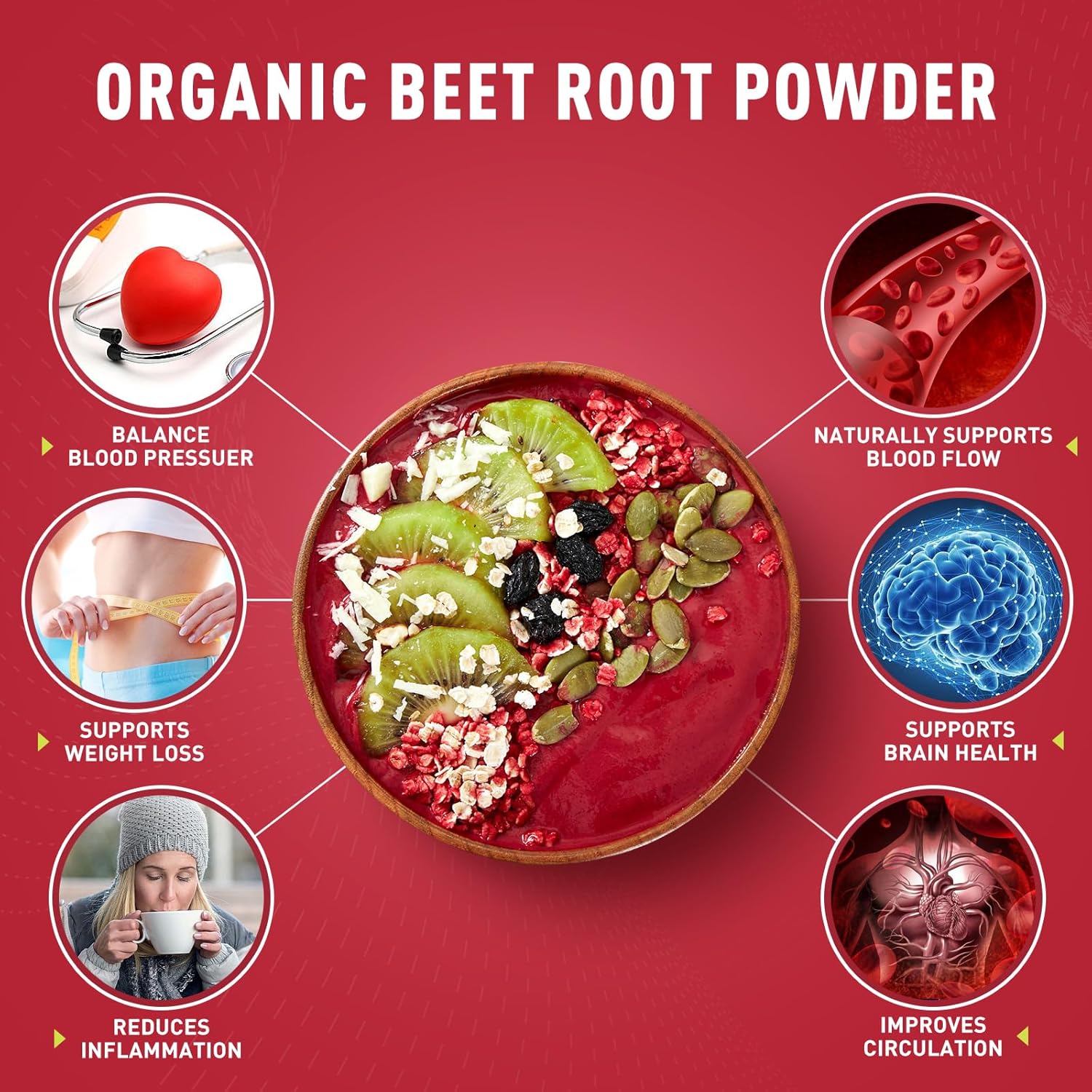 16 oz Organic Beet Root Powder - Natural Nitric Oxide Booster, Raw & Non-GMO - Stamina & Energy Superfood