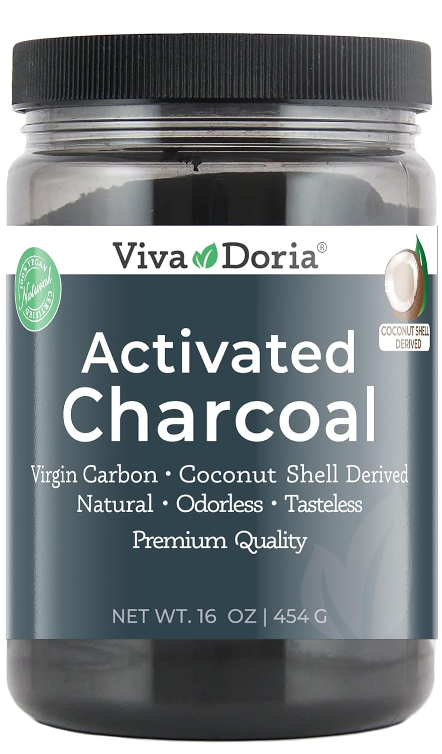 16 Oz Viva Doria Food Grade Virgin Activated Charcoal Powder from Coconut Shells