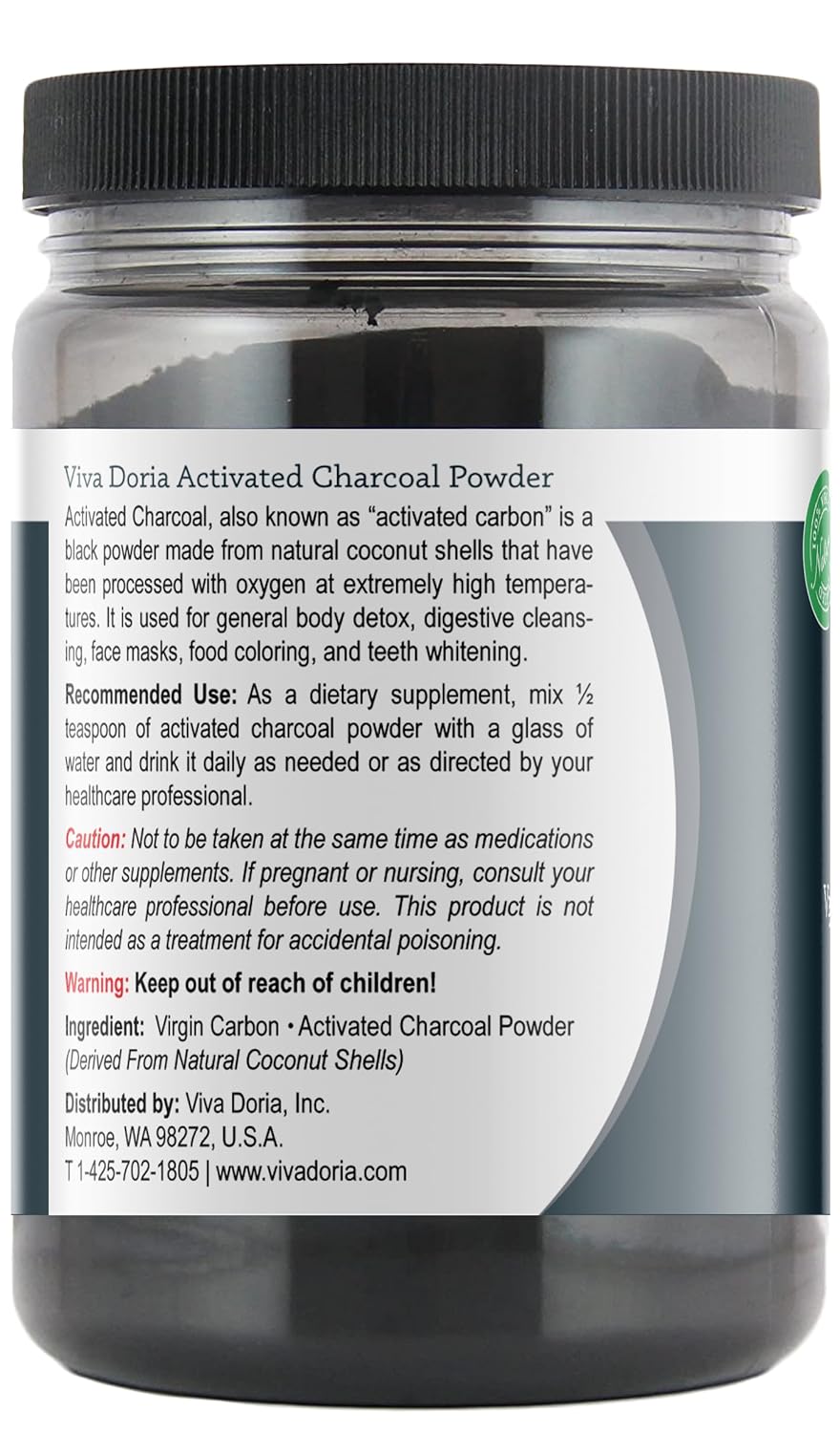 16 Oz Viva Doria Food Grade Virgin Activated Charcoal Powder from Coconut Shells