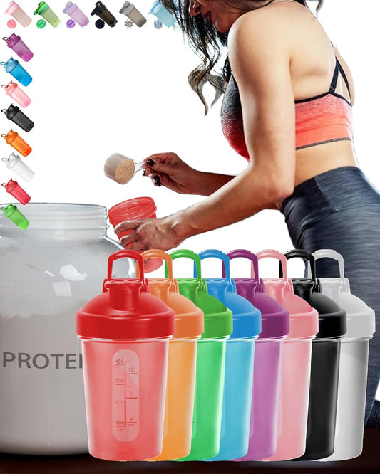 16 Piece Colorful AntiDrop BPA-Free Protein Shaker Bottle Set with Whisk Ball - LeakProof & Ergonomic Design - 8 Unique Colors for Men/Women