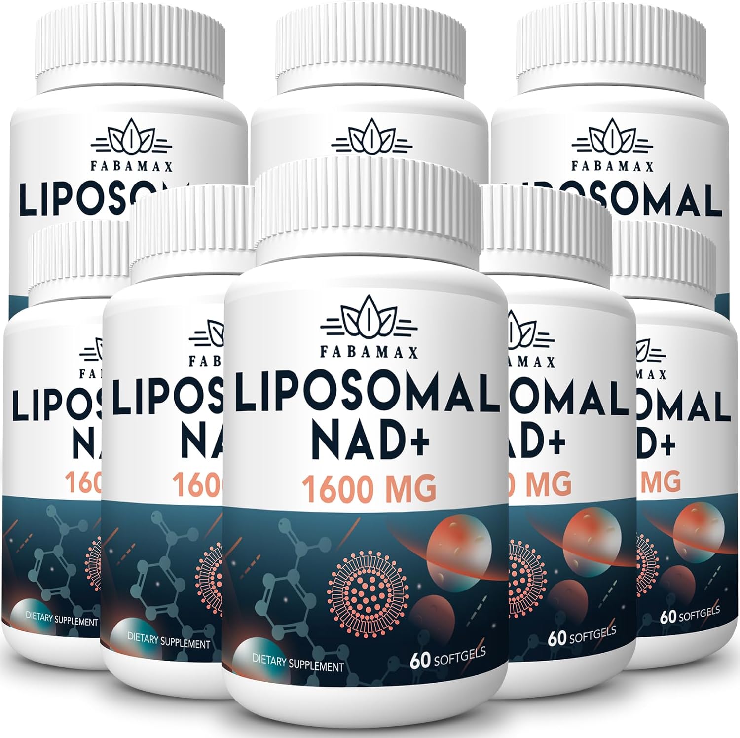 1600 mg Liposomal NAD Supplement for Aging Defense & Energy - 98% Pure NAD+ - Superior Absorption - Alternative to NR or NADH - 480 Softgels