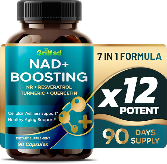 16,550mg NAD+ Boosting Supplement with NR, Resveratrol, Turmeric & Quercetin - Cellular Energy & Repair for Healthy Aging - 90 Count (Pack of 1)