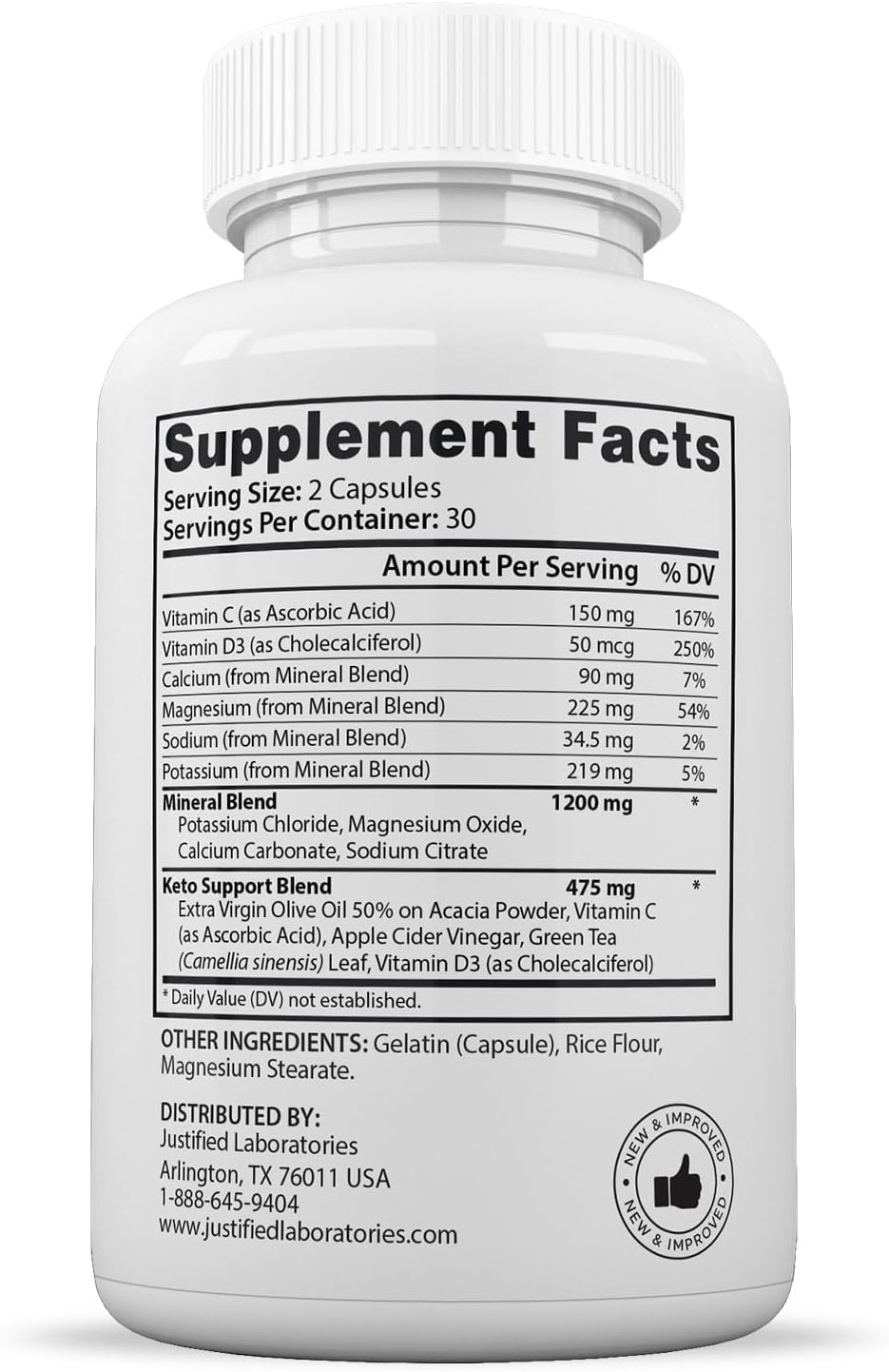 1675mg Keto ACV Extreme Pills with Green Tea Leaf & Olive Oil - 60 Capsules