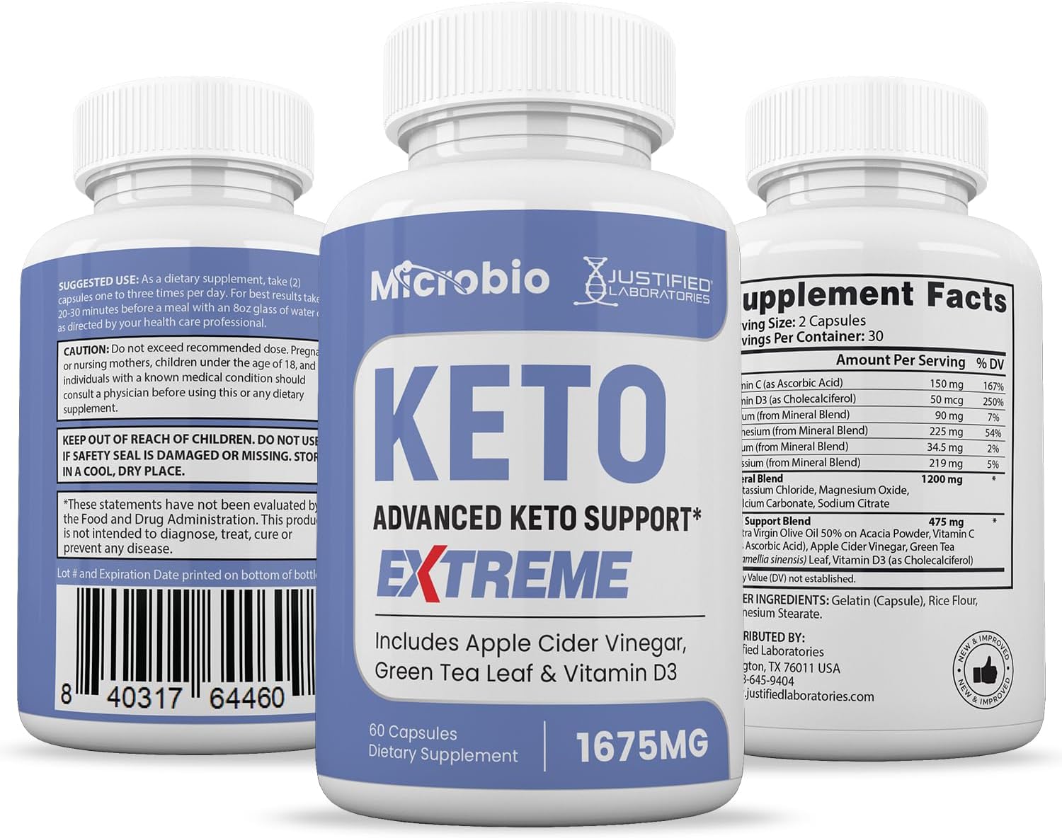1675mg Keto ACV Extreme Pills with Green Tea Leaf & Olive Oil - 60 Capsules