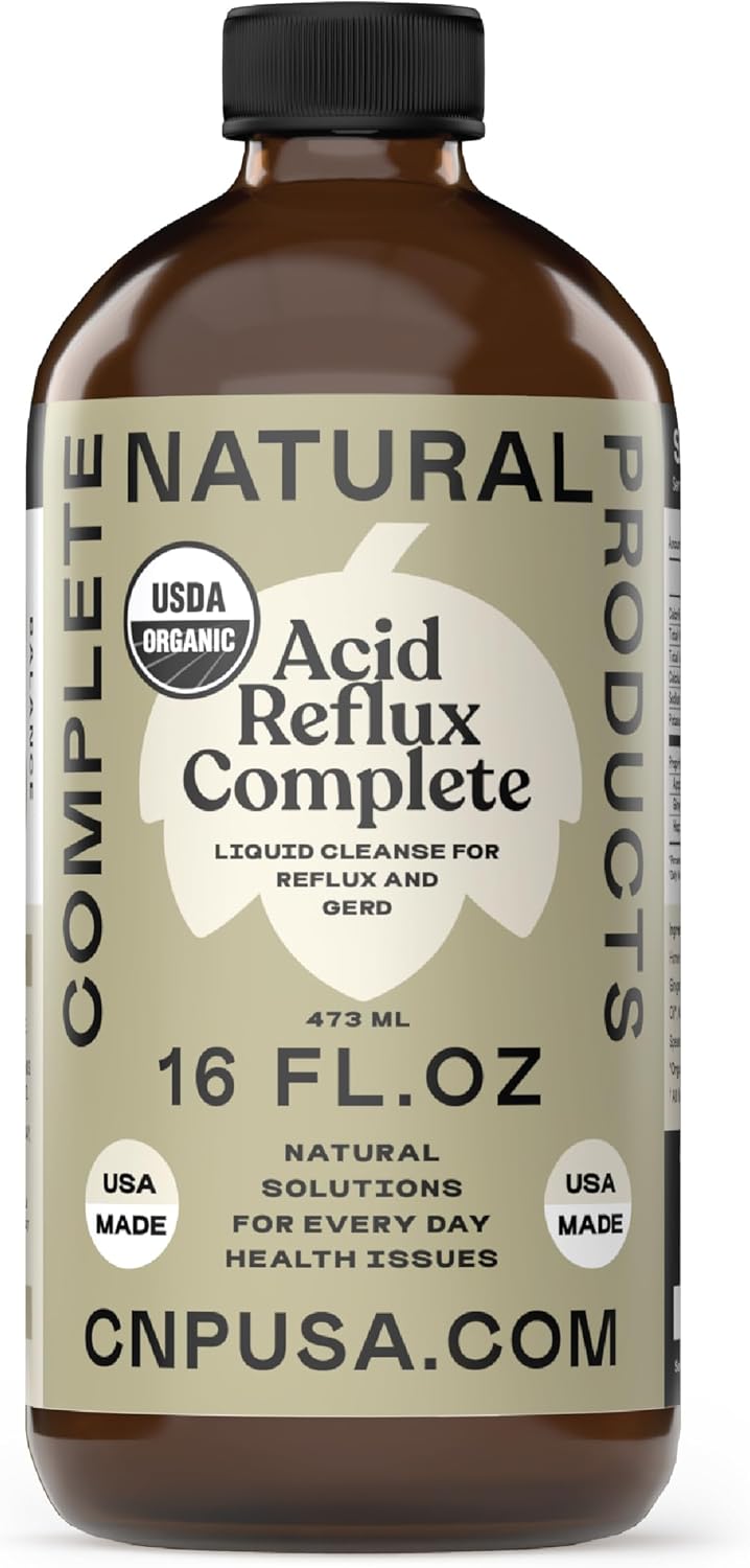 16oz Glass Bottle Acid Reflux Cleanse Supplement with Ginger, Hops, Garlic & Apple Cider Vinegar - Complete Natural Products