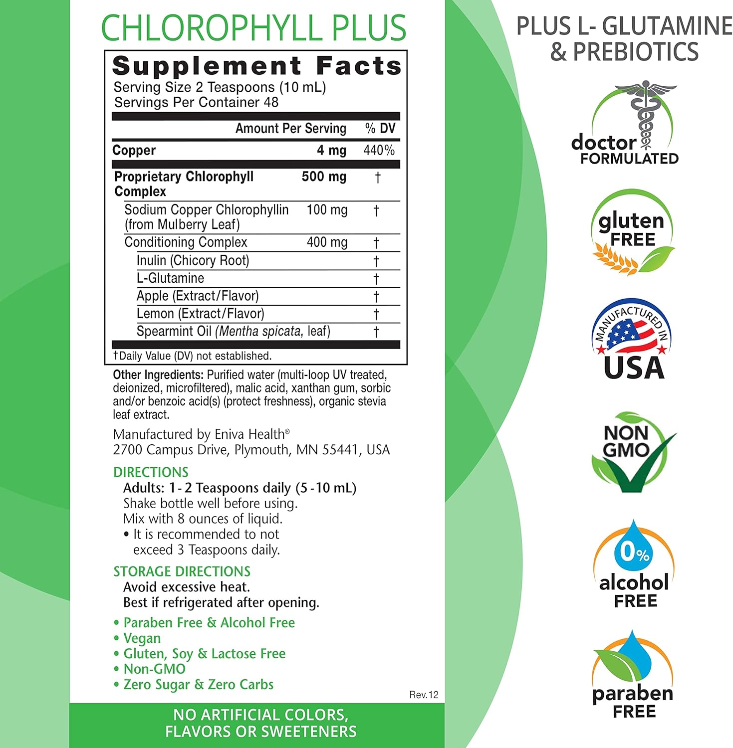 16oz Liquid Chlorophyll Supergreens & 60 Caps Omega-3 Fish Oil by Eniva Health - Bundle
