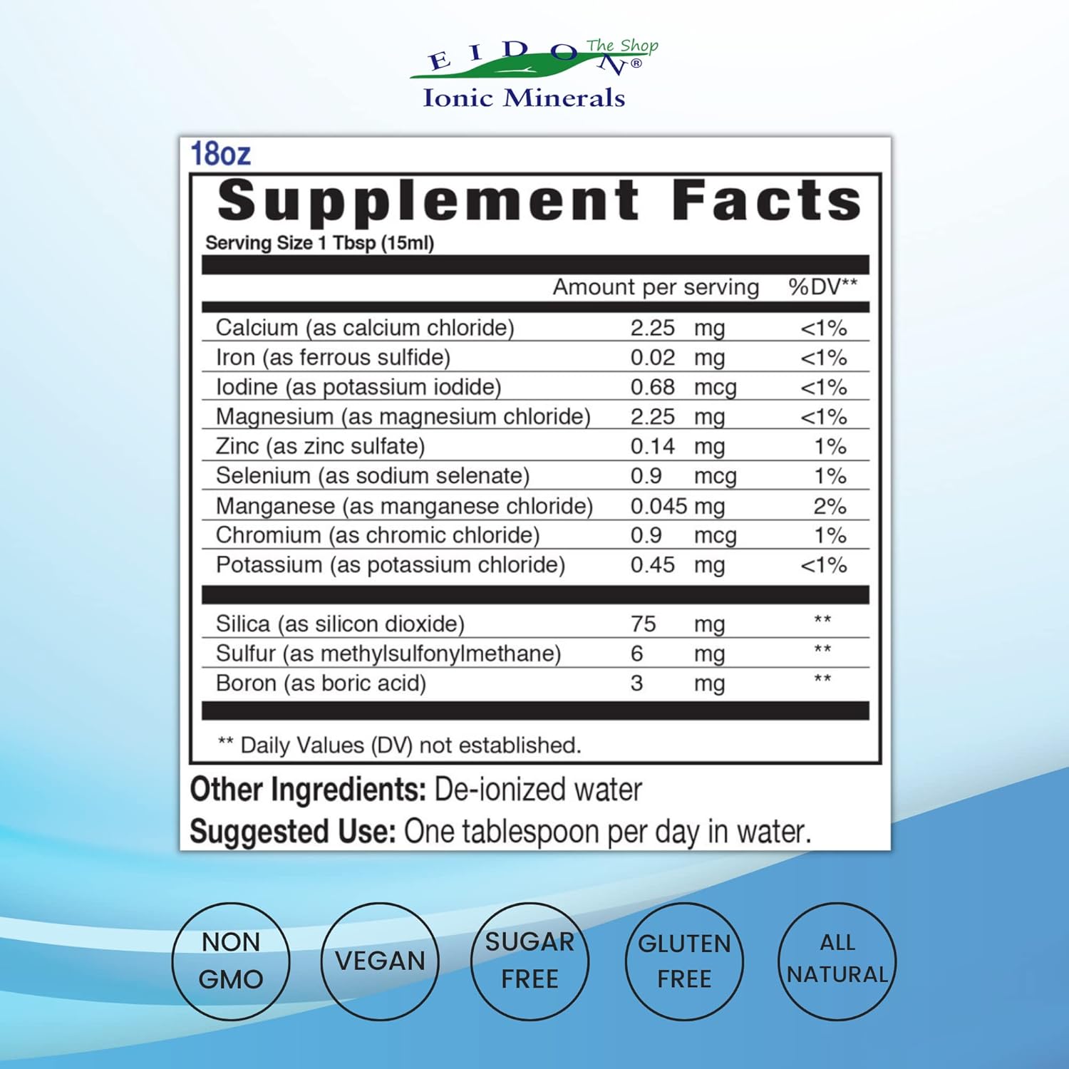18 oz Eidon Ionic Minerals Multiple Minerals Supplement - Liquid Vitamins for Heart Health and Hydration, Trace Mineral Drops for Water - Additive-Free