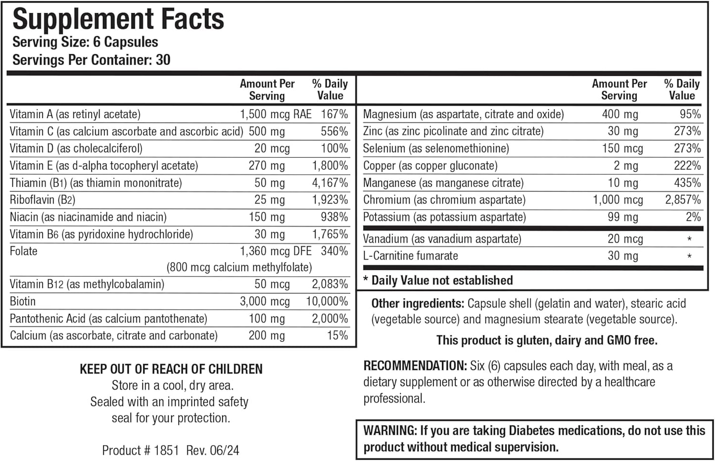 180 Capsules Biotics Research GlucoBalance Supplement with Chromium, Vanadium, and L-carnitine for Metabolic Health and Blood Lipid Levels