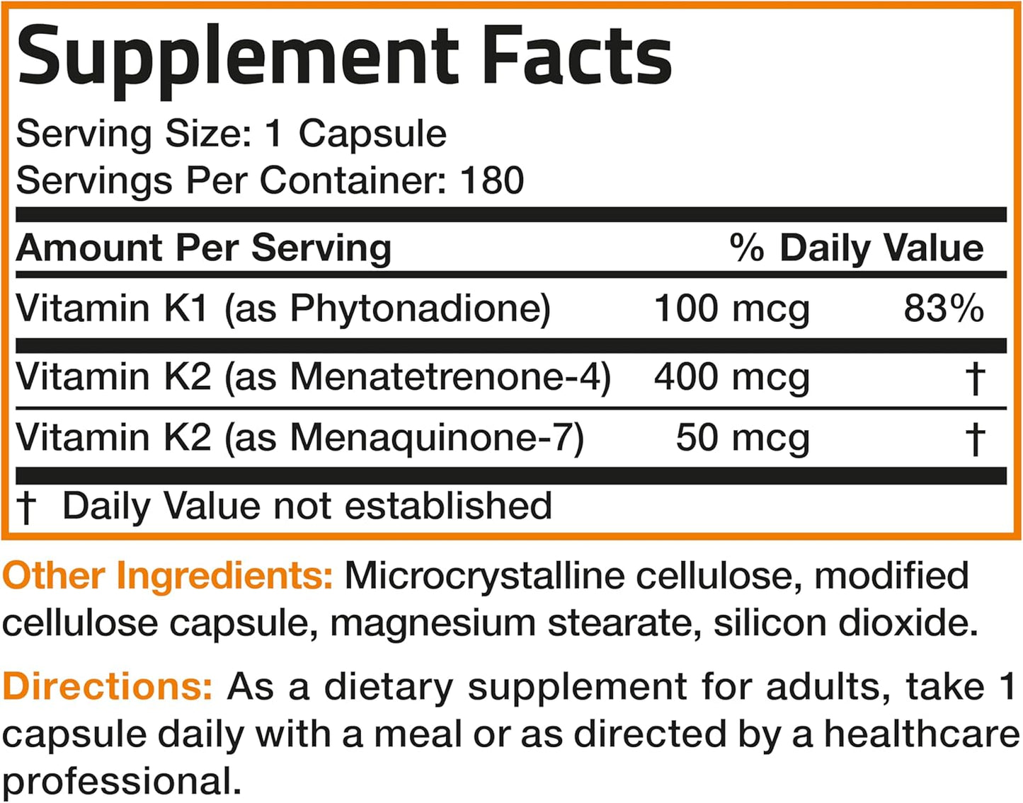 180 Capsules Bronson Vitamin K Triple Play Full Spectrum Complex Supplement - K1, K2 MK4 & K2 MK7