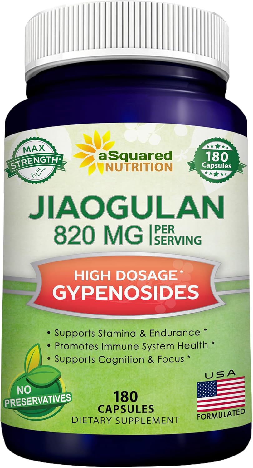 180 Capsules Jiaogulan Supplement with Black Pepper Extract - AMPK Activator, Caffeine-Free Adaptogen Pills - Southern Ginseng Root Powder - 820mg Strength