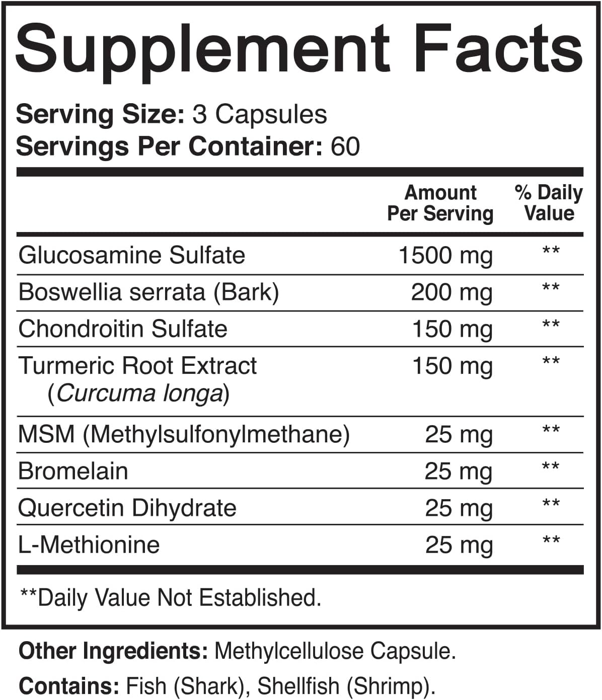 180 Capsules Joint Comfort Supplement with Glucosamine, Chondroitin, Turmeric, MSM, Boswellia - Non-GMO Antioxidant Pills for Back, Knees, Hands, Cartilage