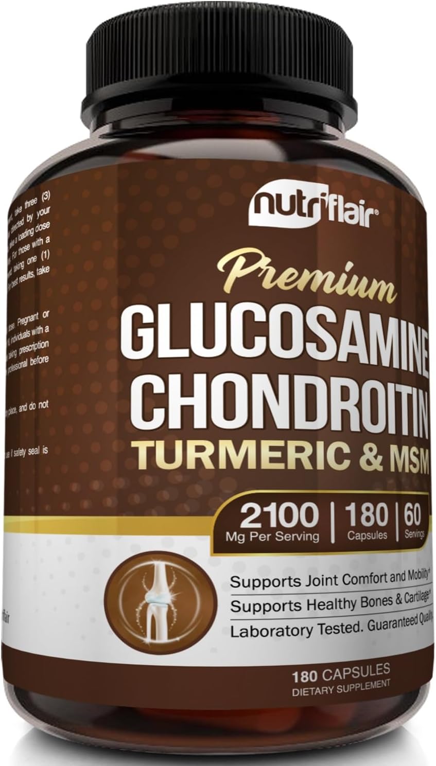 180 Capsules Joint Comfort Supplement with Glucosamine, Chondroitin, Turmeric, MSM, Boswellia - Non-GMO Antioxidant Pills for Back, Knees, Hands, Cartilage