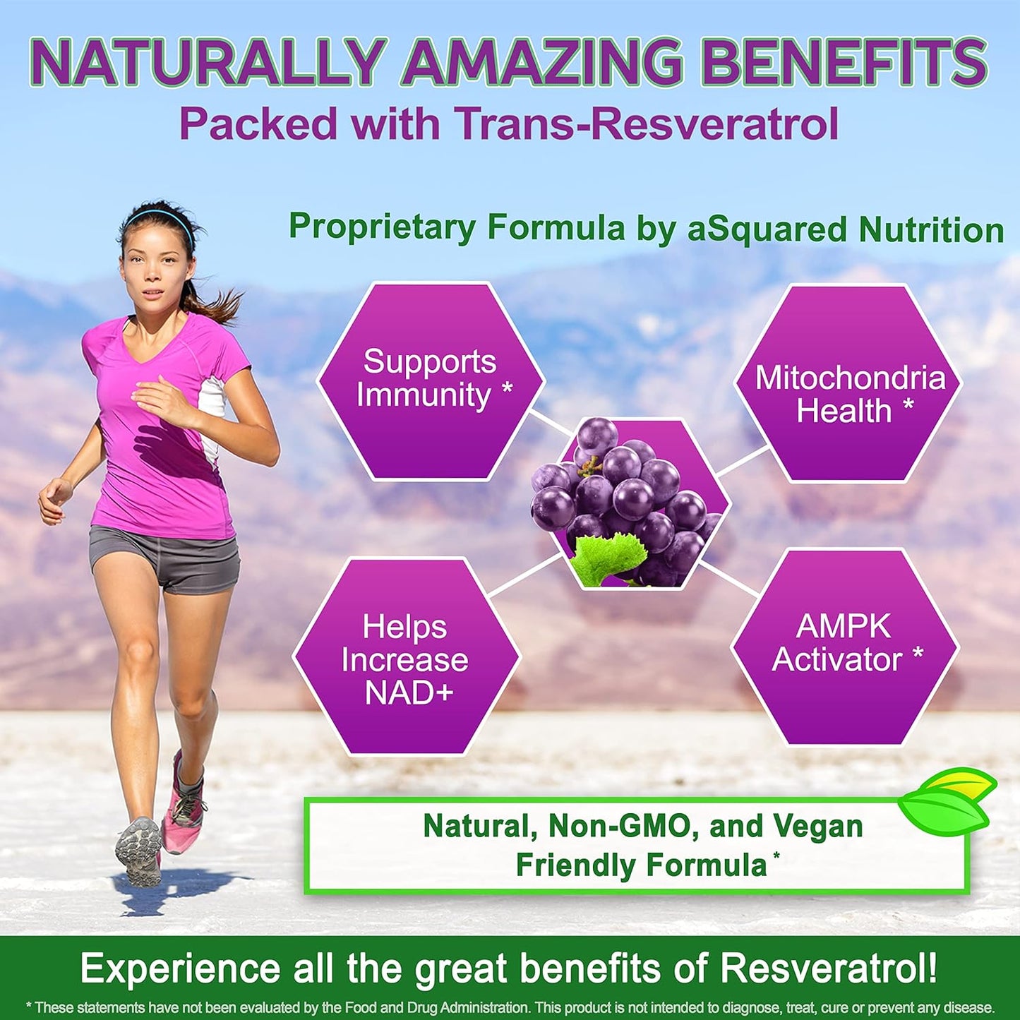 180 Capsules of aSquared Nutrition Natural Resveratrol with Red Wine Extract - Antioxidant Supplement for Heart Health - Extra Strength Trans-Resveratrol Pills