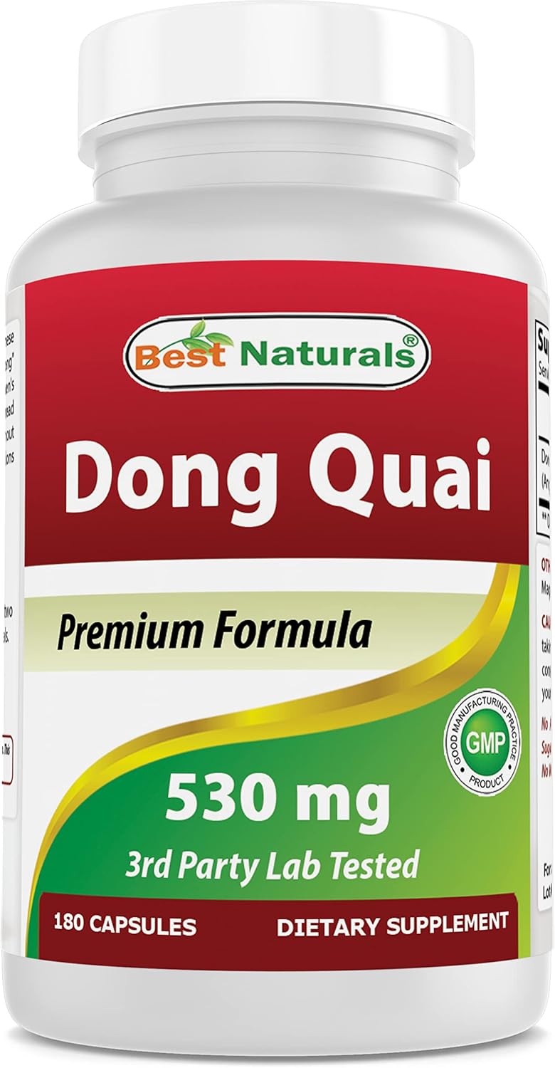 180 Capsules of Best Naturals Dong Quai 530 mg - All-Natural Women's Health Supplement